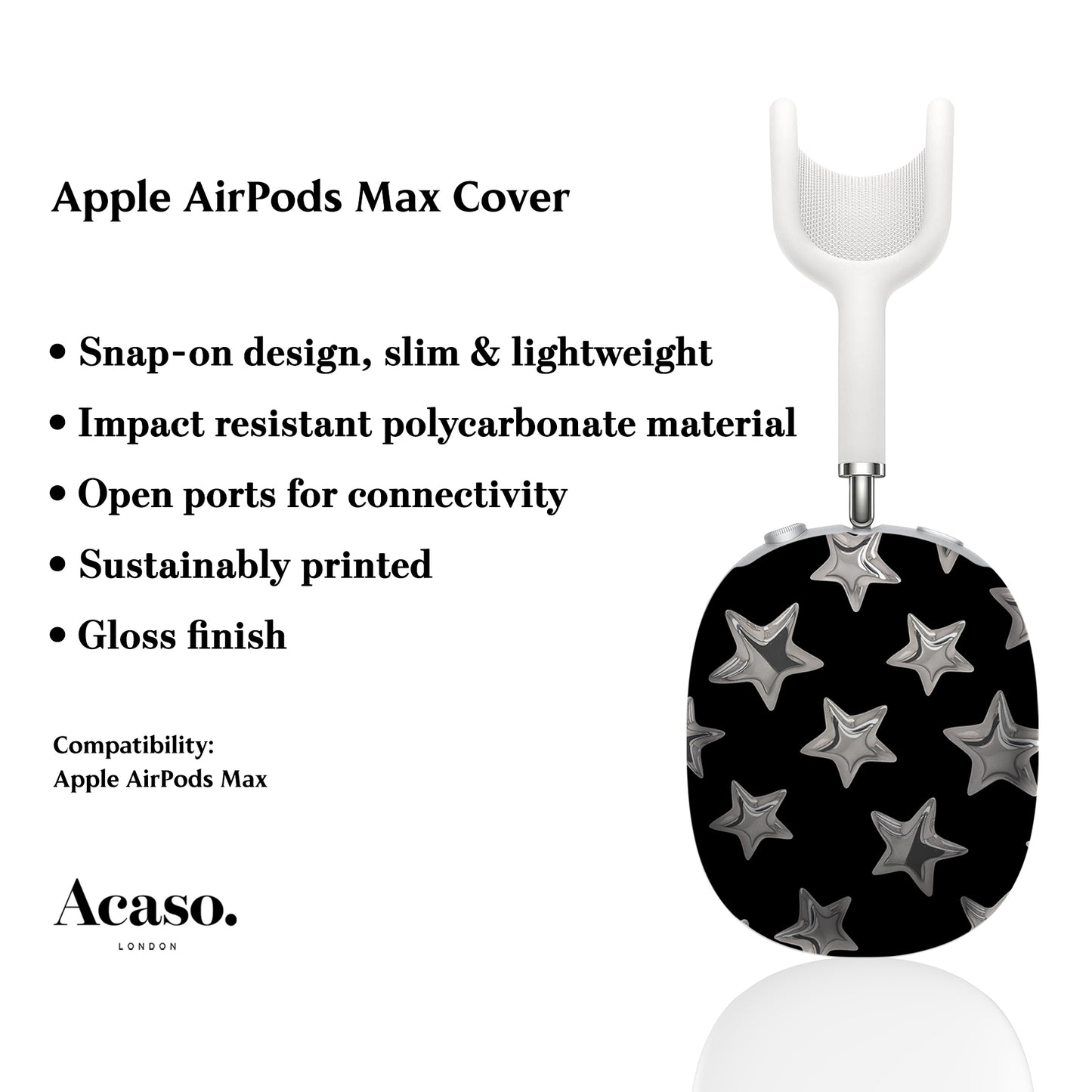 3D Stars Black AirPods Max Cover