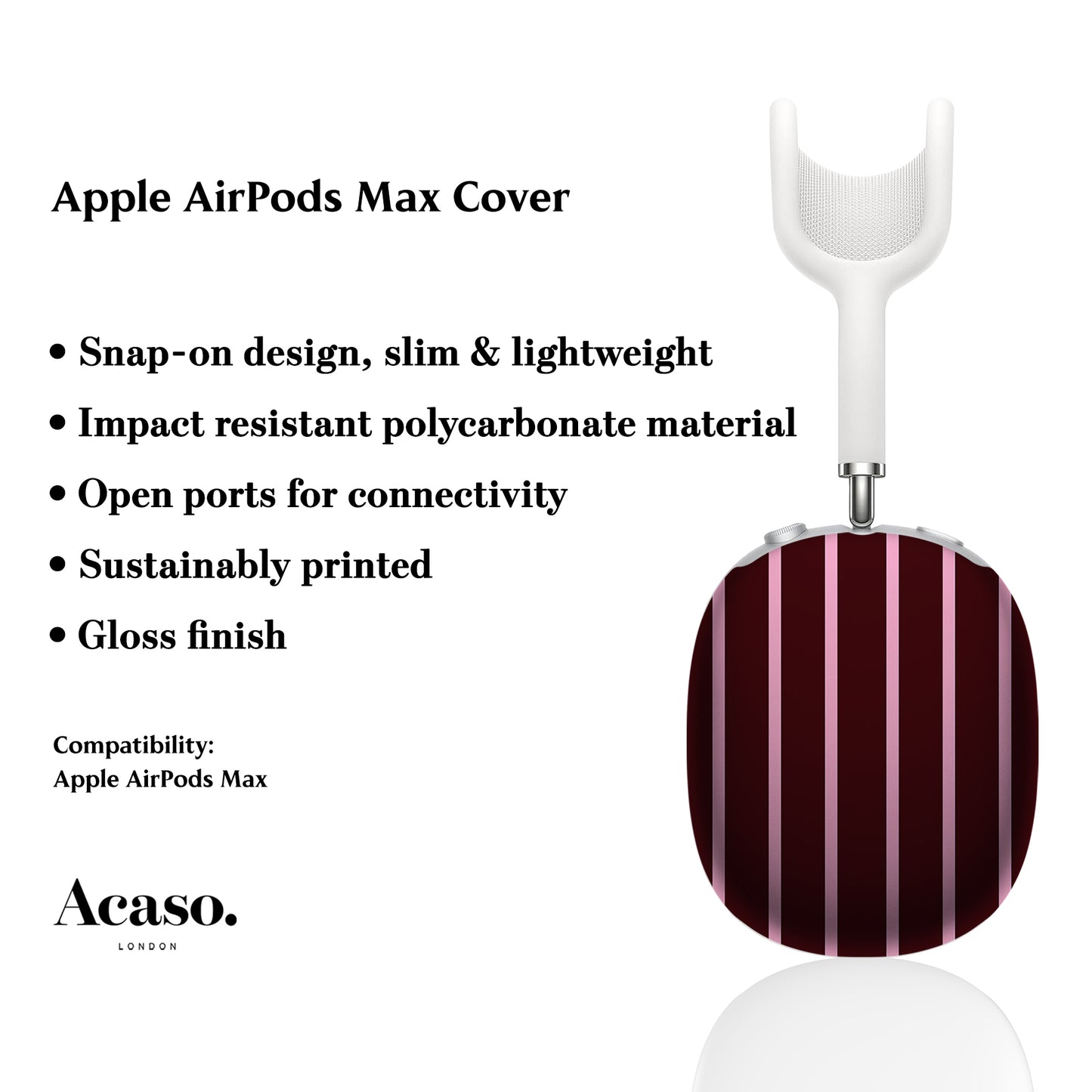 Minimal Maroon Stripes AirPods Max Cover