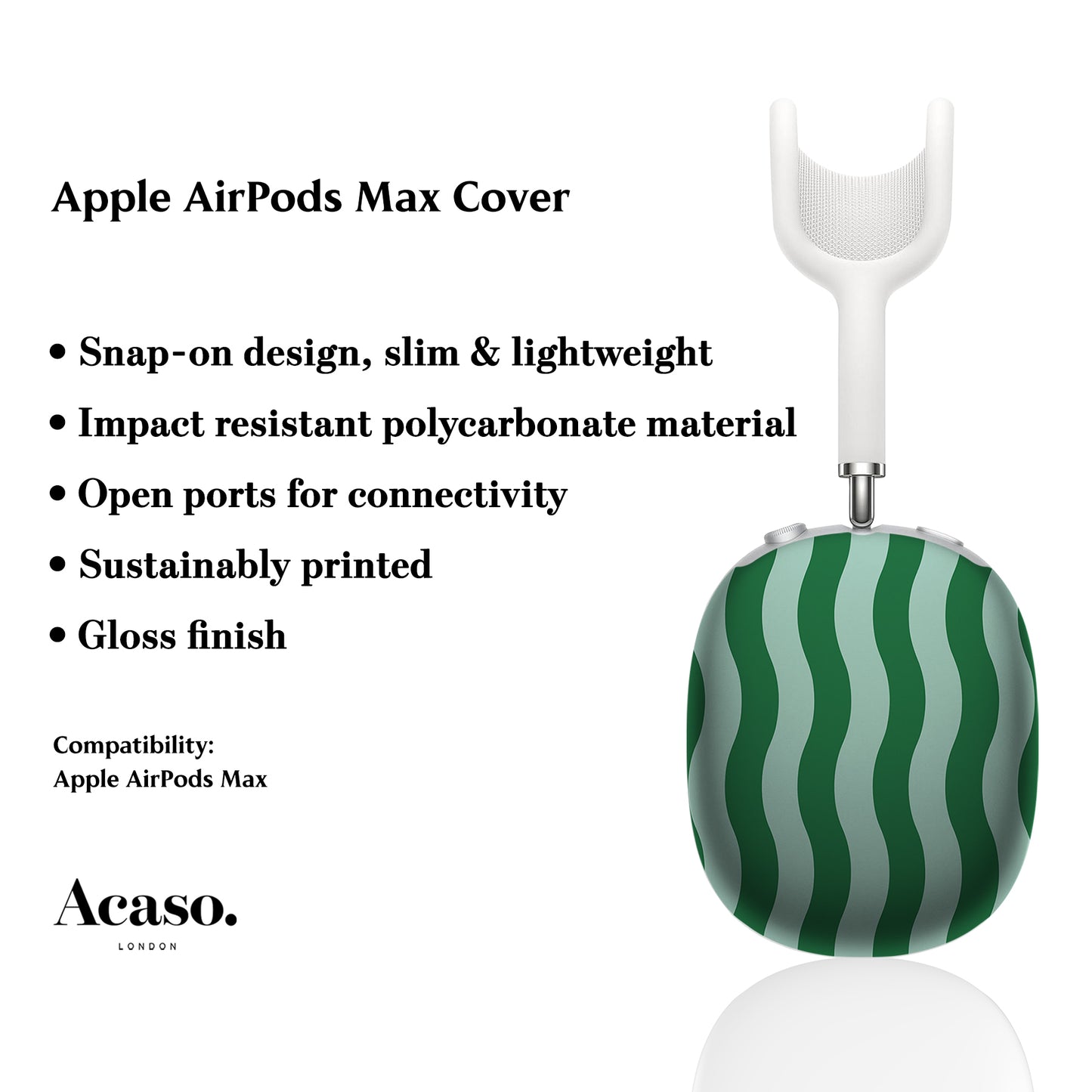 Wavy Green Stripes AirPods Max Cover