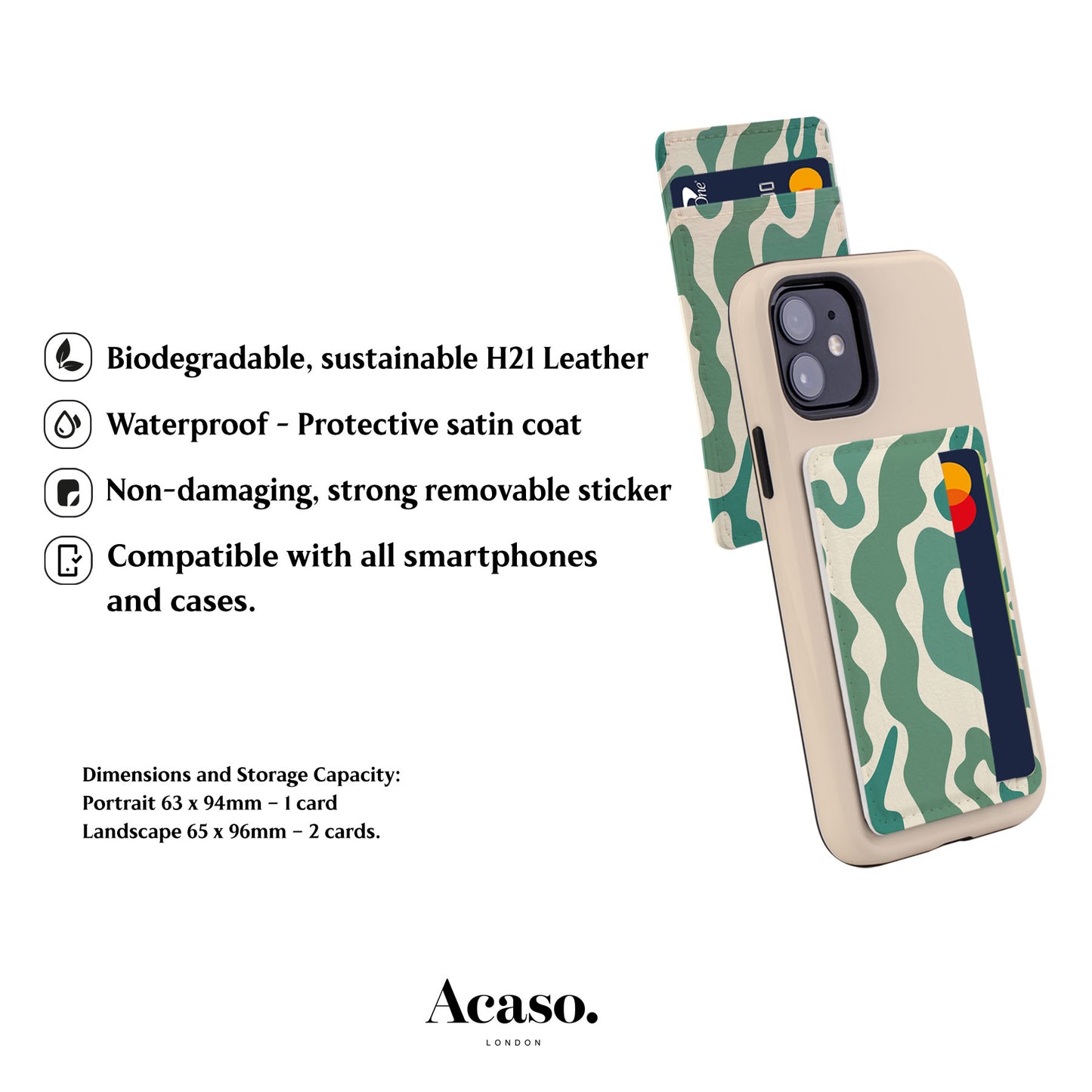 ABSTRACT WAVY Green Phone Wallet