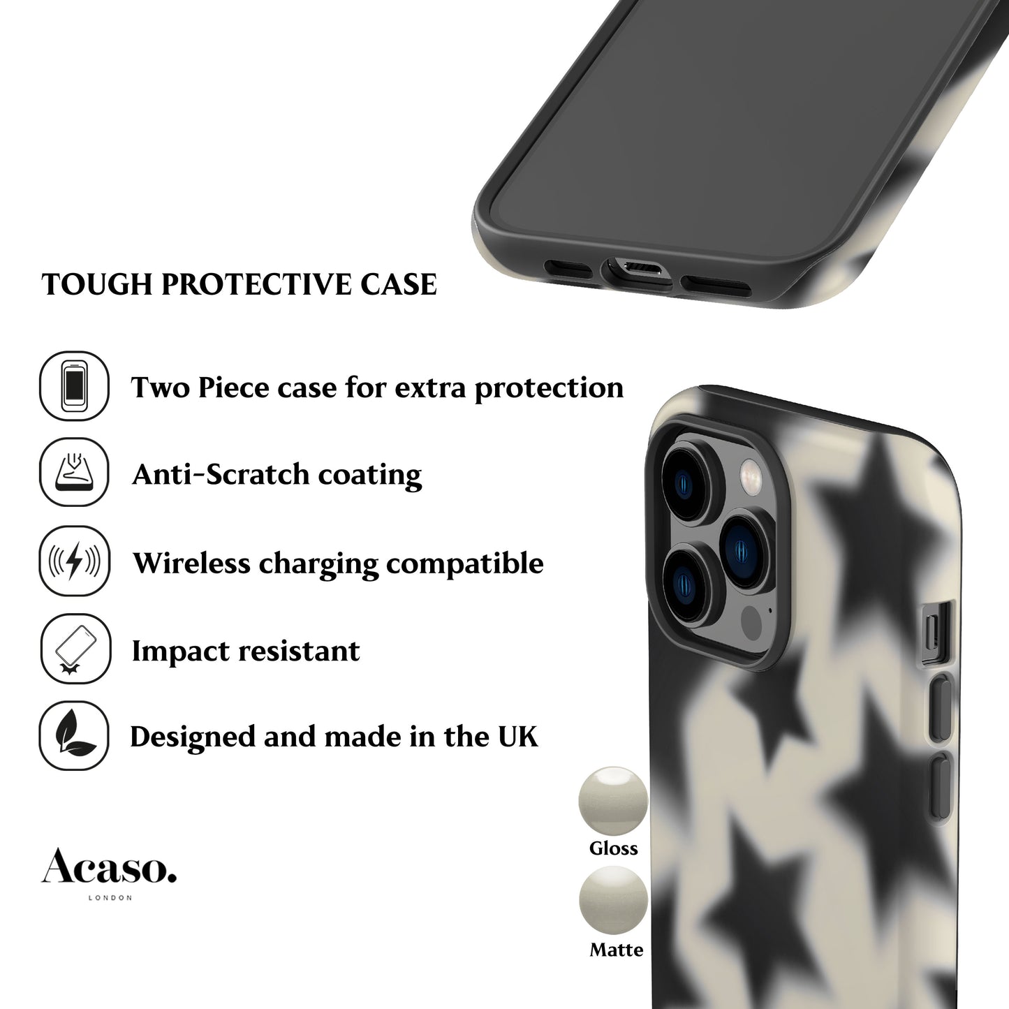 Blurry Black Stars Phone Case