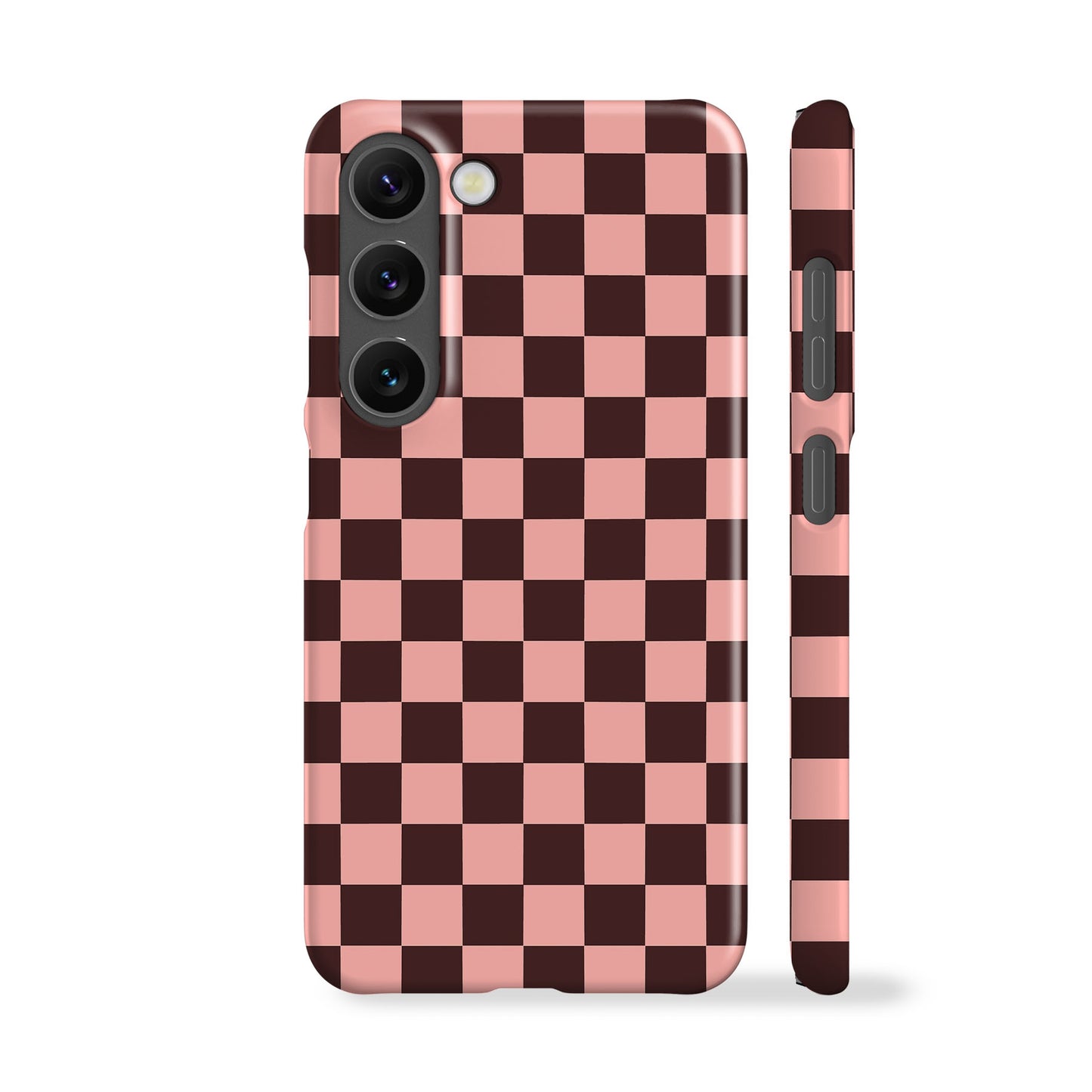 Brown Peach Checkered Phone Case