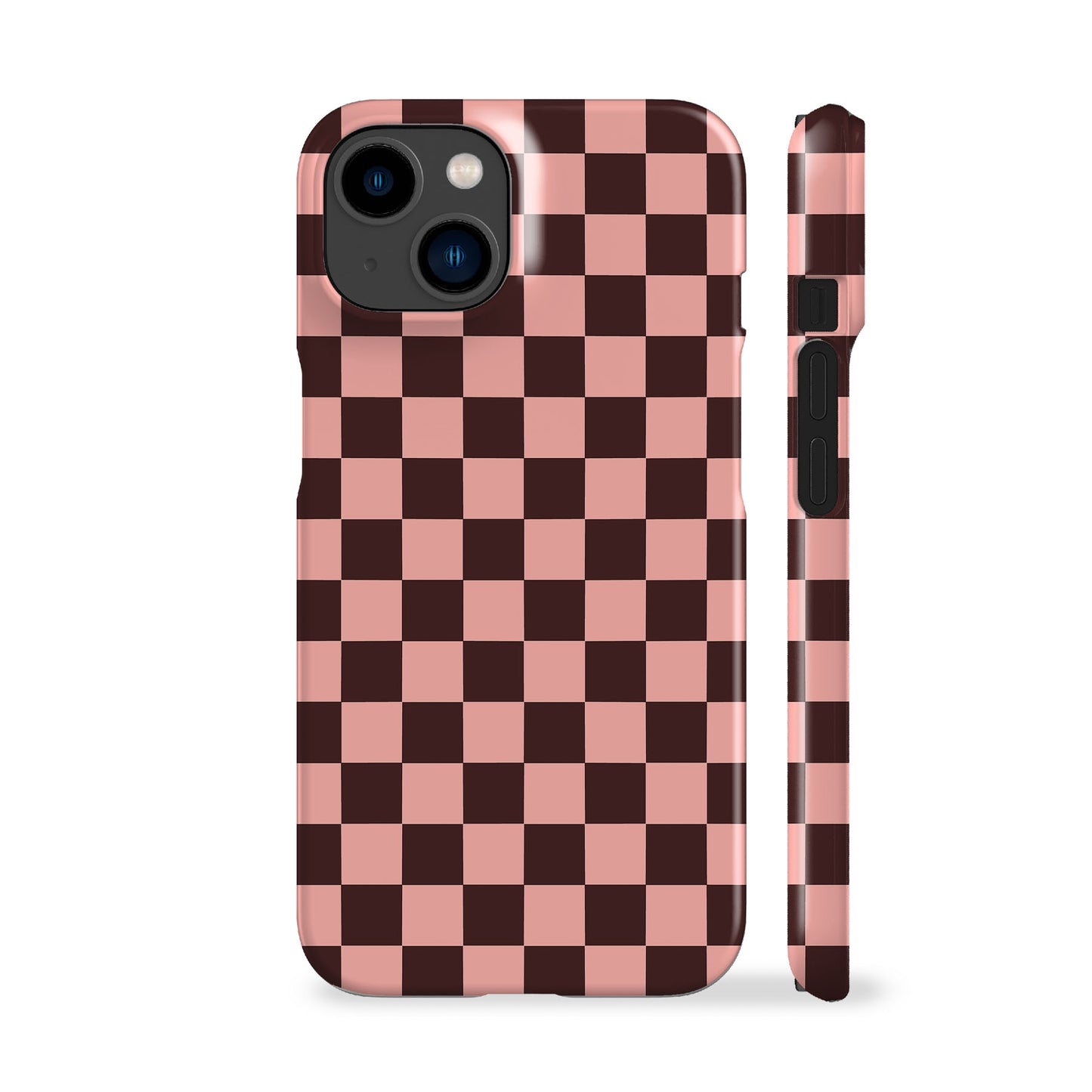 Brown Peach Checkered Phone Case