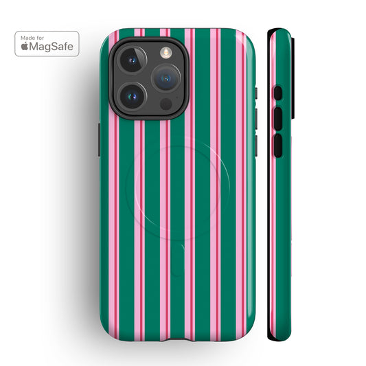 Green Capri Stripes MagSafe iPhone Case
