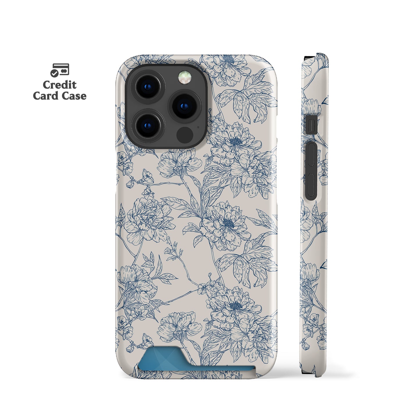 Classic Blue Flowers Credit Card Case