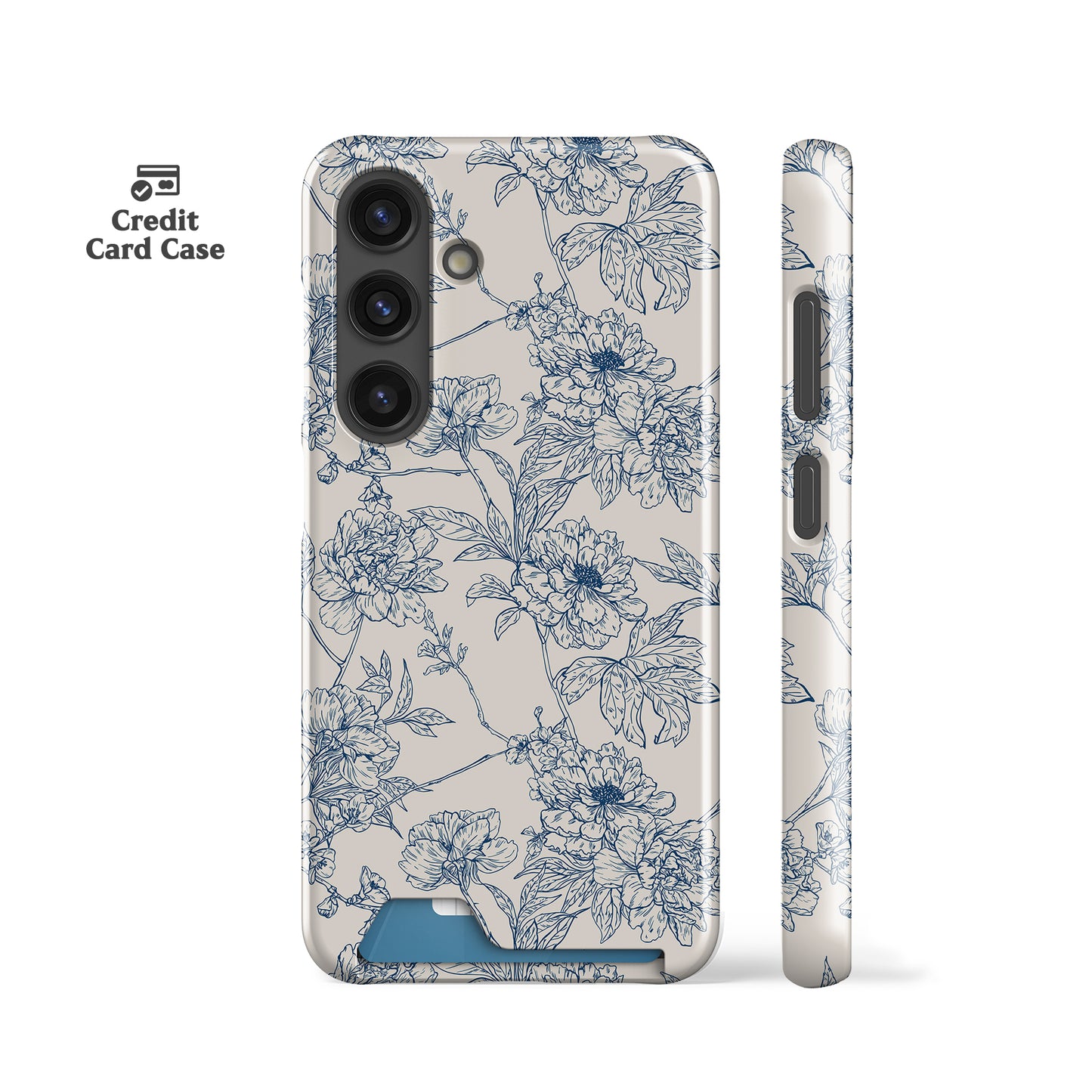 Classic Blue Flowers Credit Card Case
