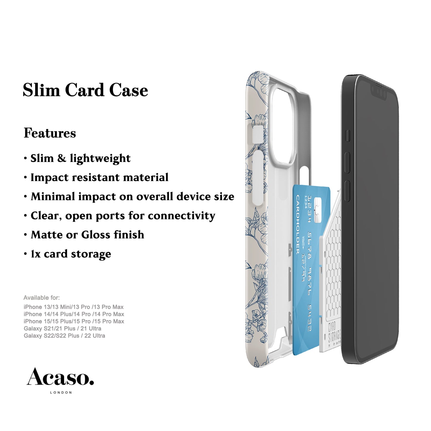 Classic Blue Flowers Credit Card Case