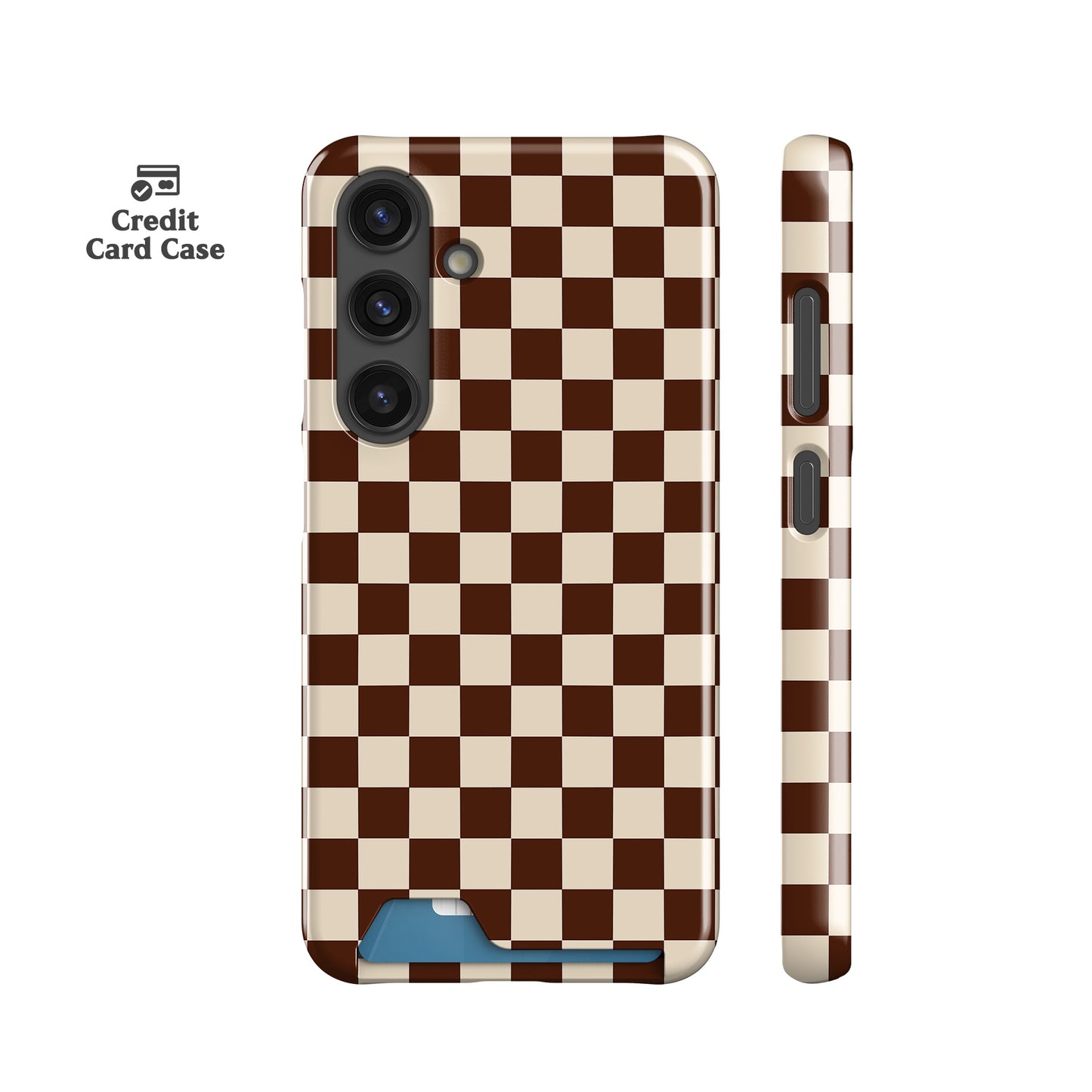 Cocoa Brown Checkered Card Case