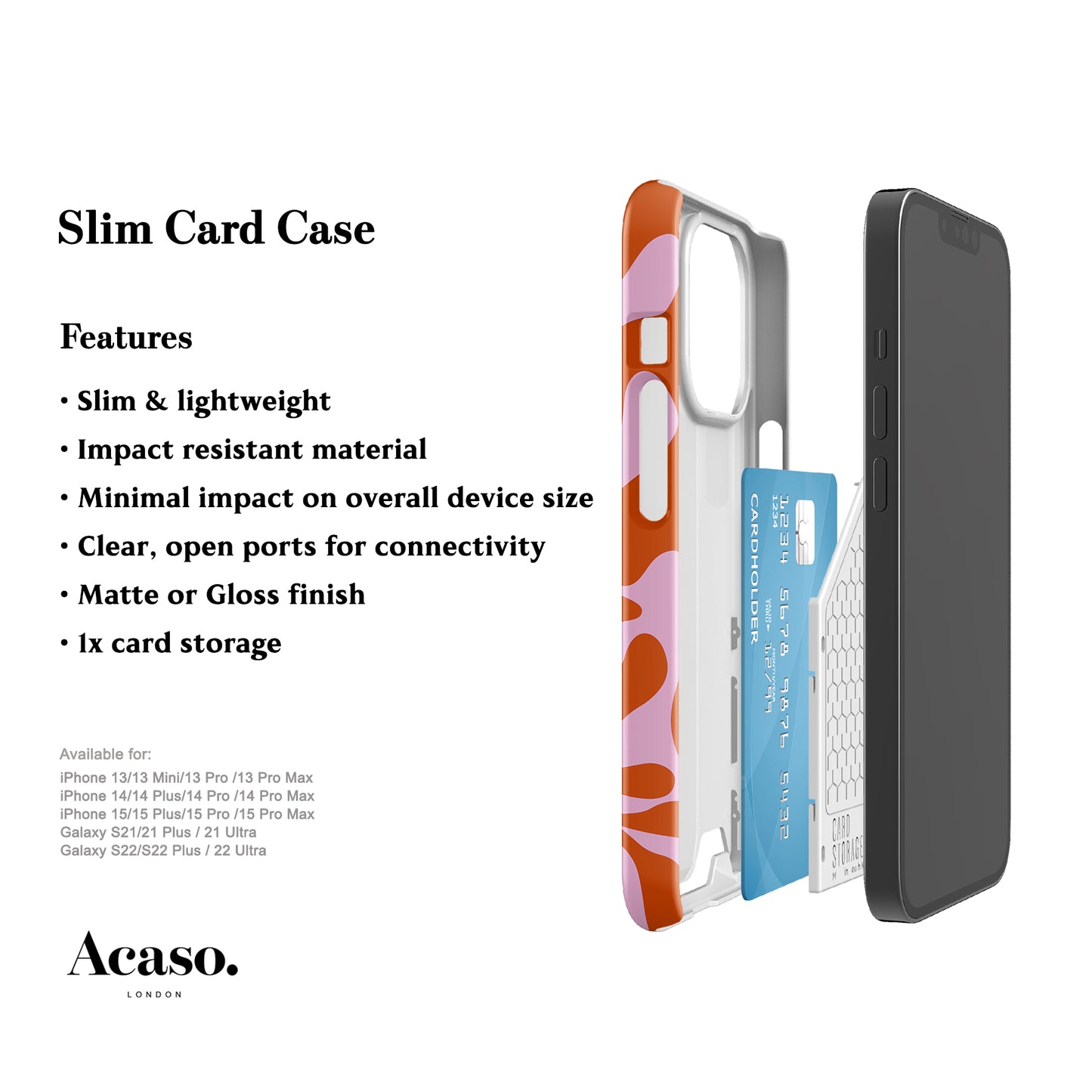 Pink Leafy Slim Card Case