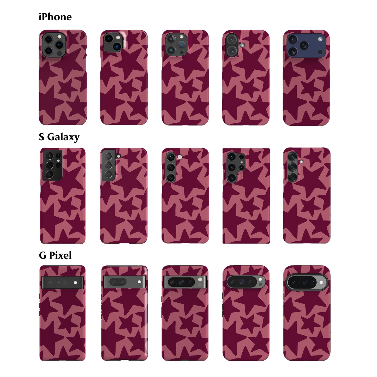 Plum Red Stars Phone Case