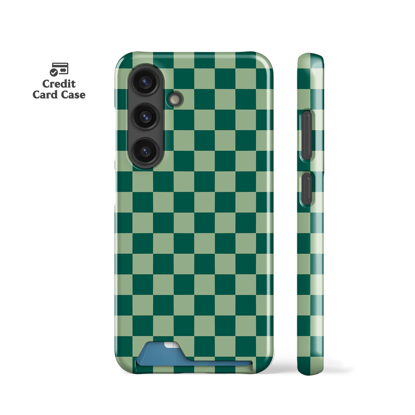 Dark Green Checkers Card Case