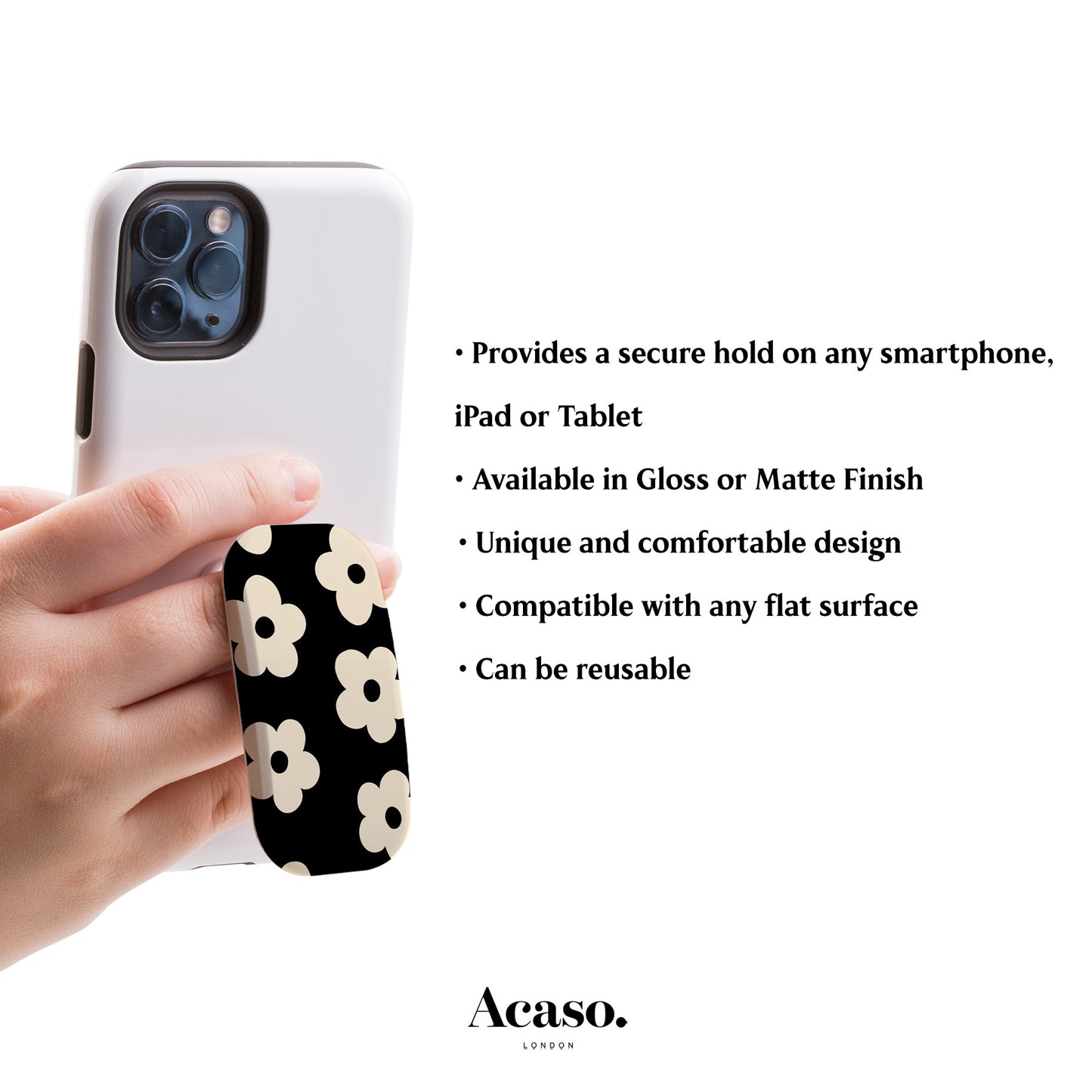 Floral Black Phone Grip