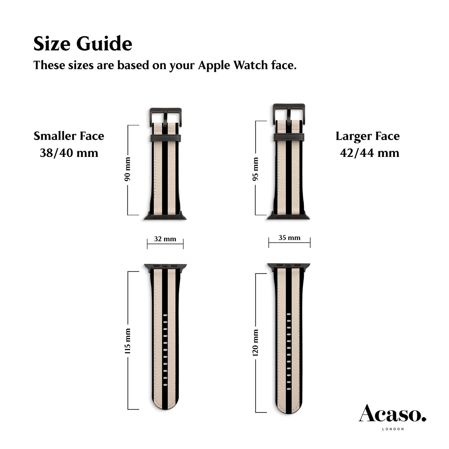 Ibiza Black Stripes Apple Watch Strap