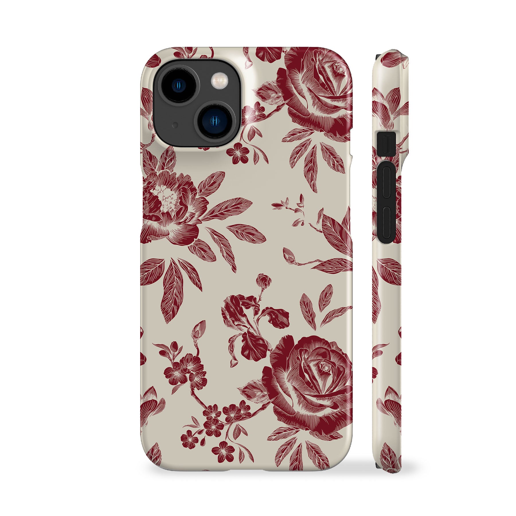 Jouy Maroon Flowers Phone Case - Main Image