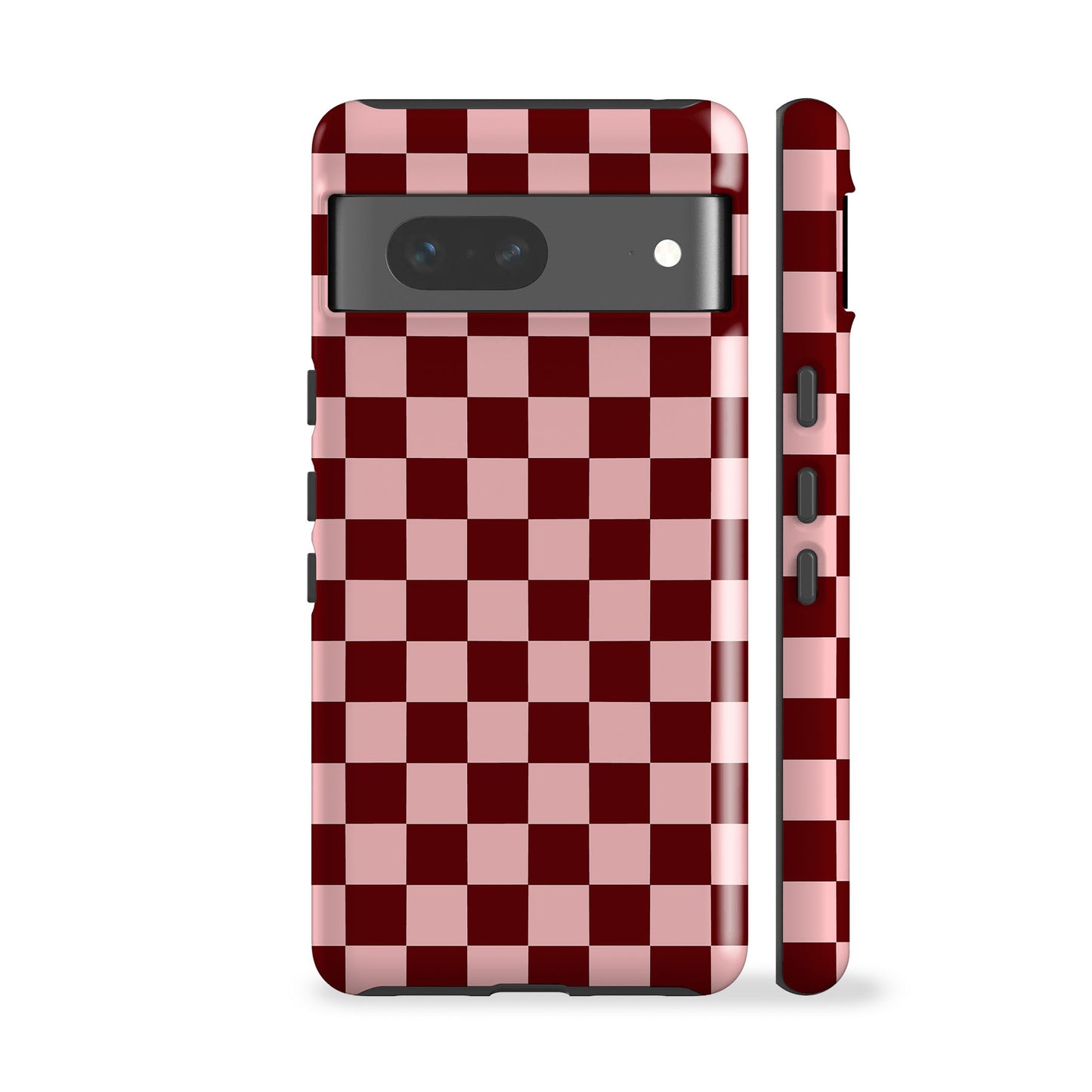 Maroon Pink Checkered Phone Case