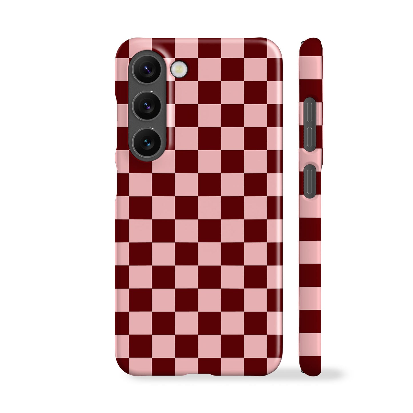 Maroon Pink Checkered Phone Case