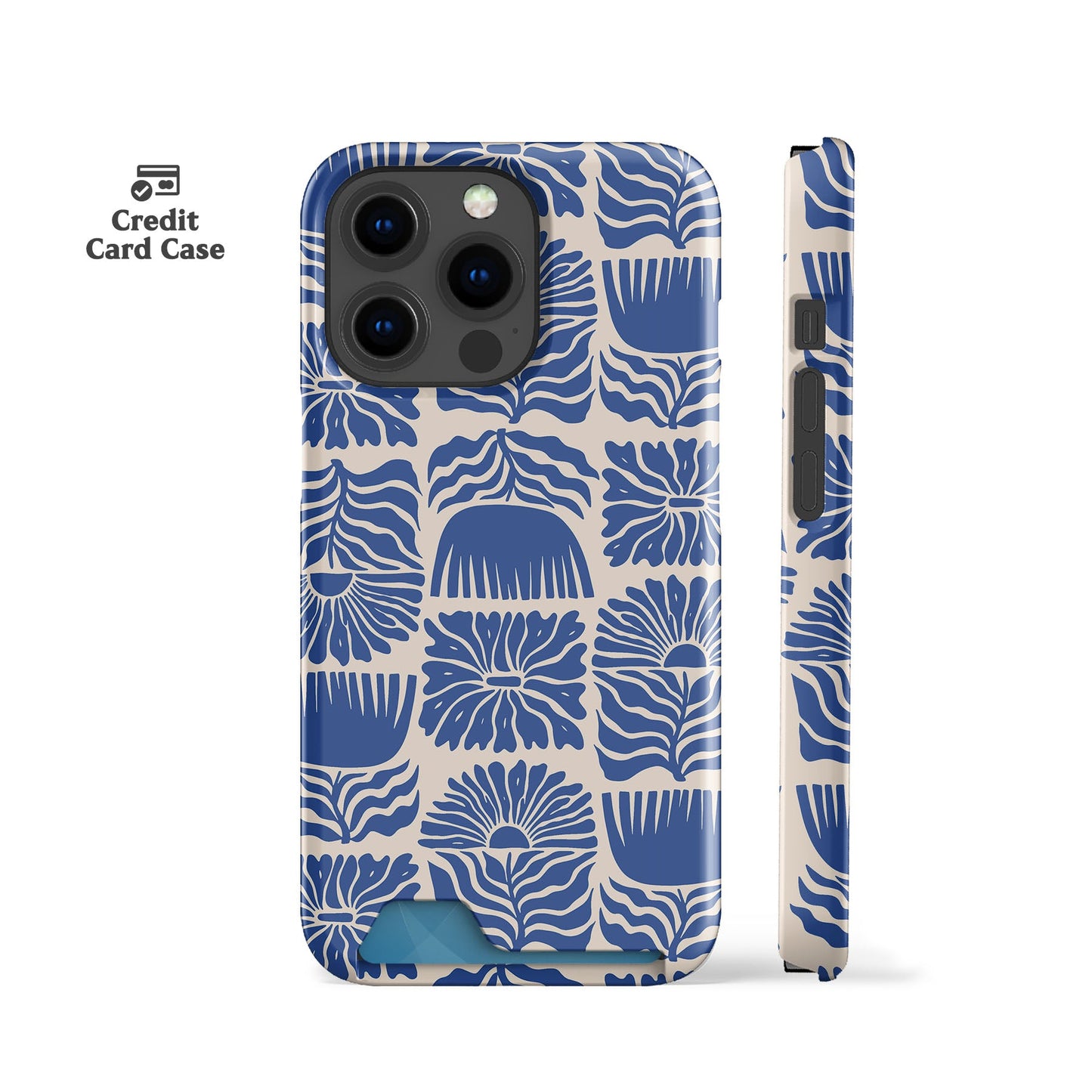 Cut Out Blue Flowers Card Case