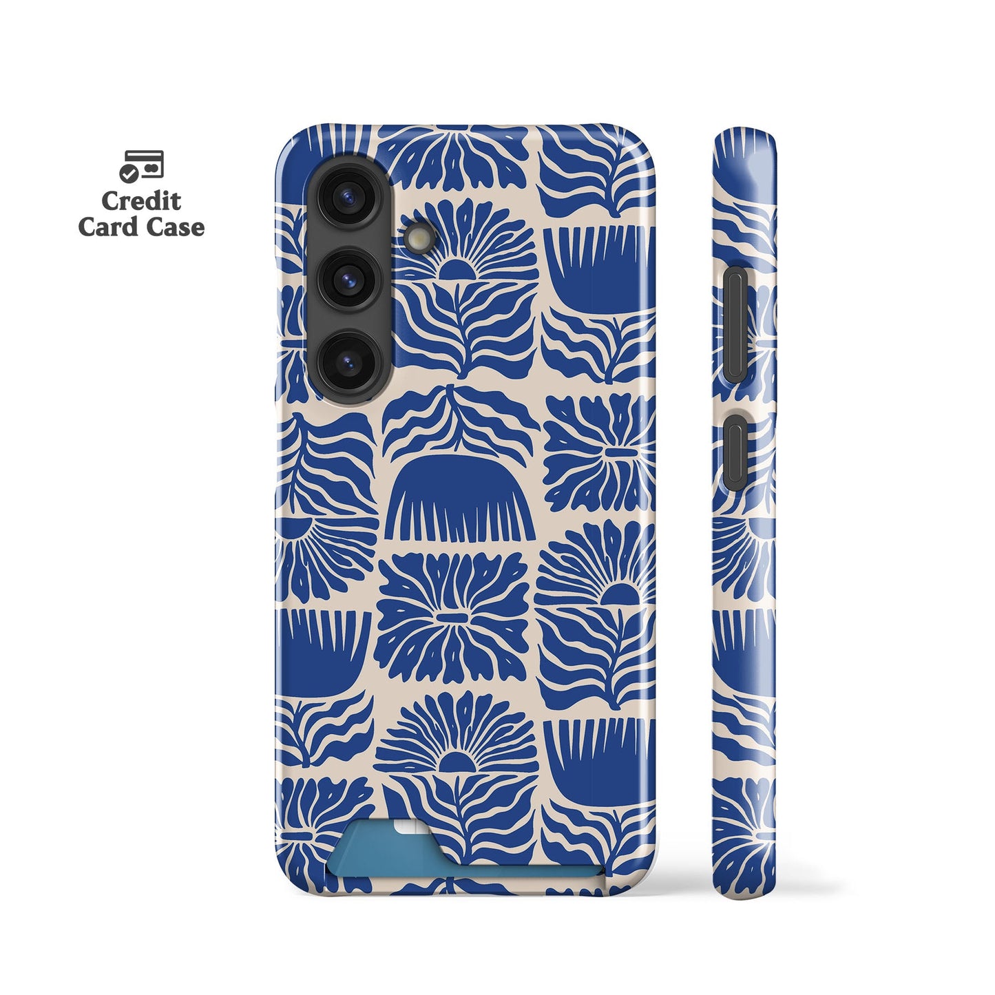 Cut Out Blue Flowers Card Case