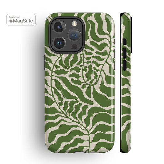 Green Moss Leaves MagSafe iPhone Case