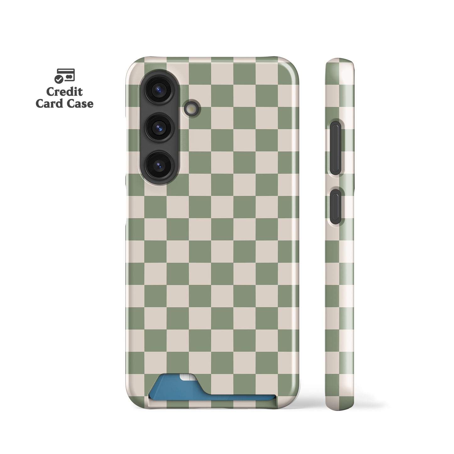 Pale Green Checkered Card Case