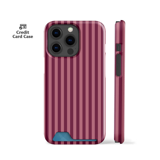 Deep Rose Striped Card Case