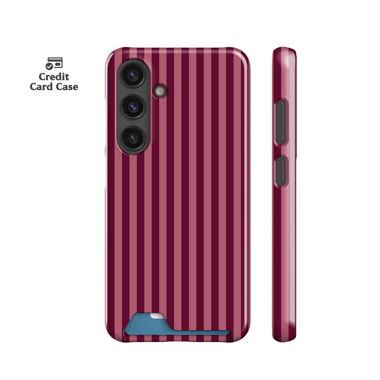 Deep Rose Striped Card Case