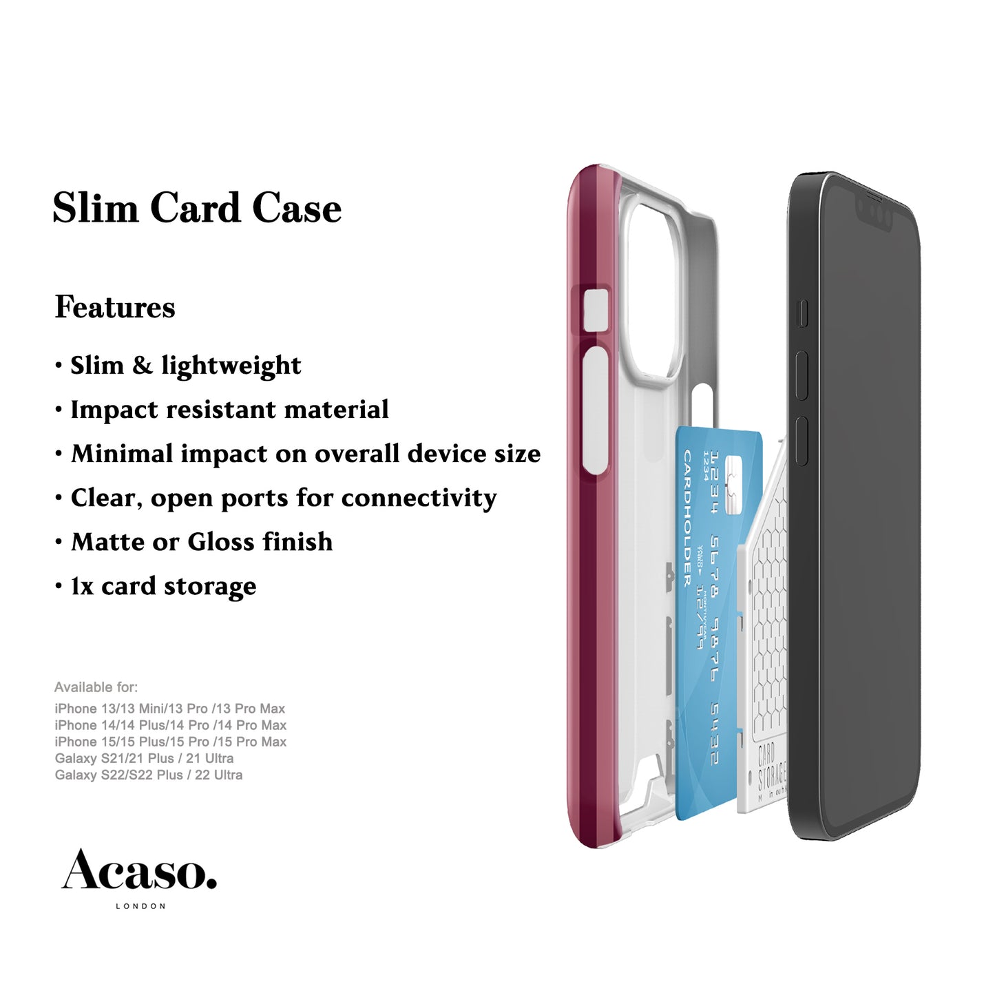 Deep Rose Striped Card Case