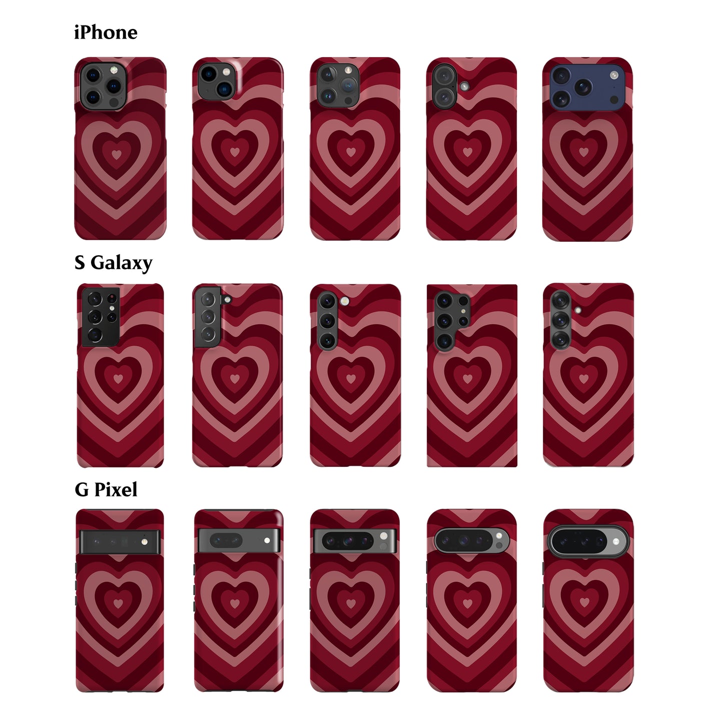 Deep Red Hearts Phone Case