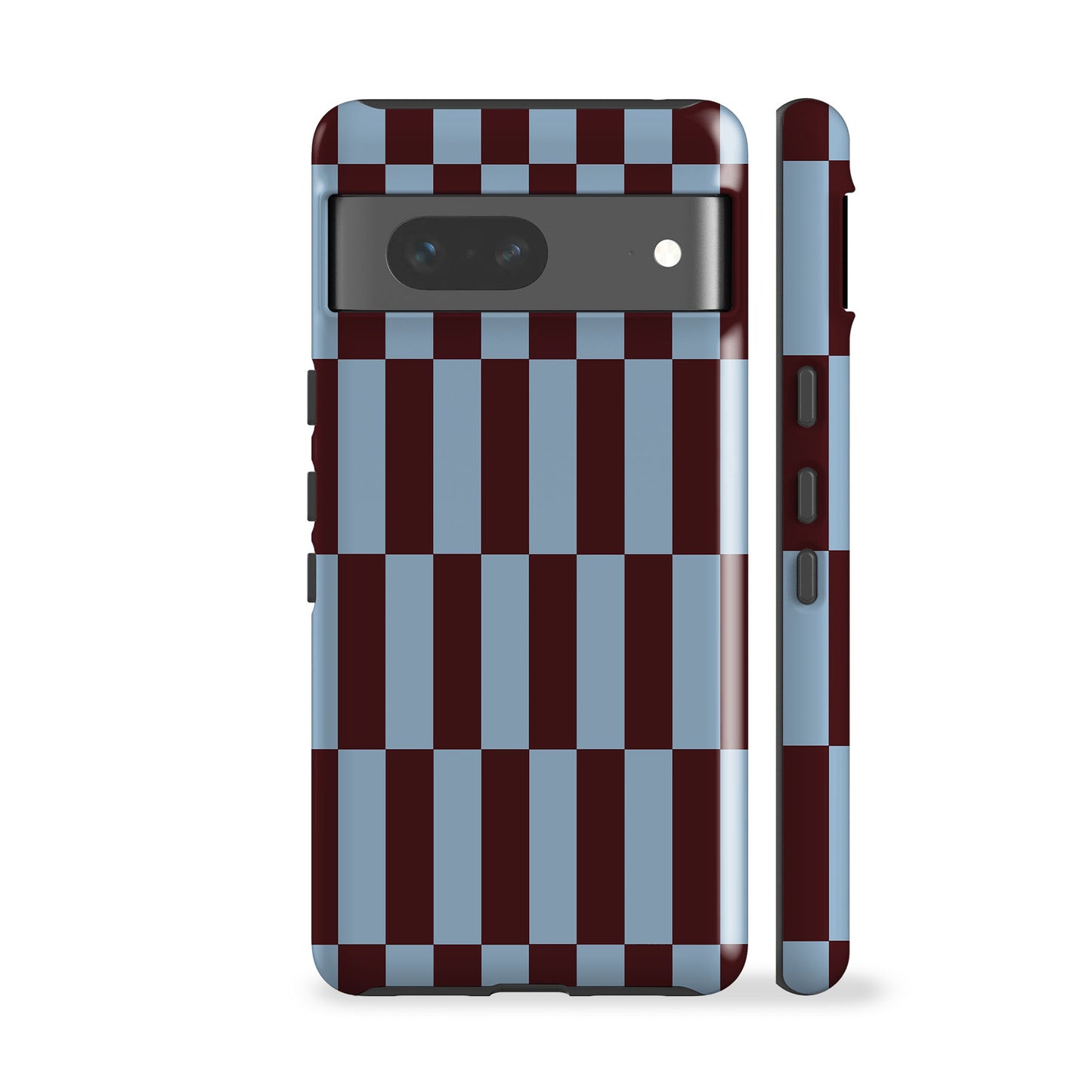 Tile Checkers Maroon Blue Phone Case