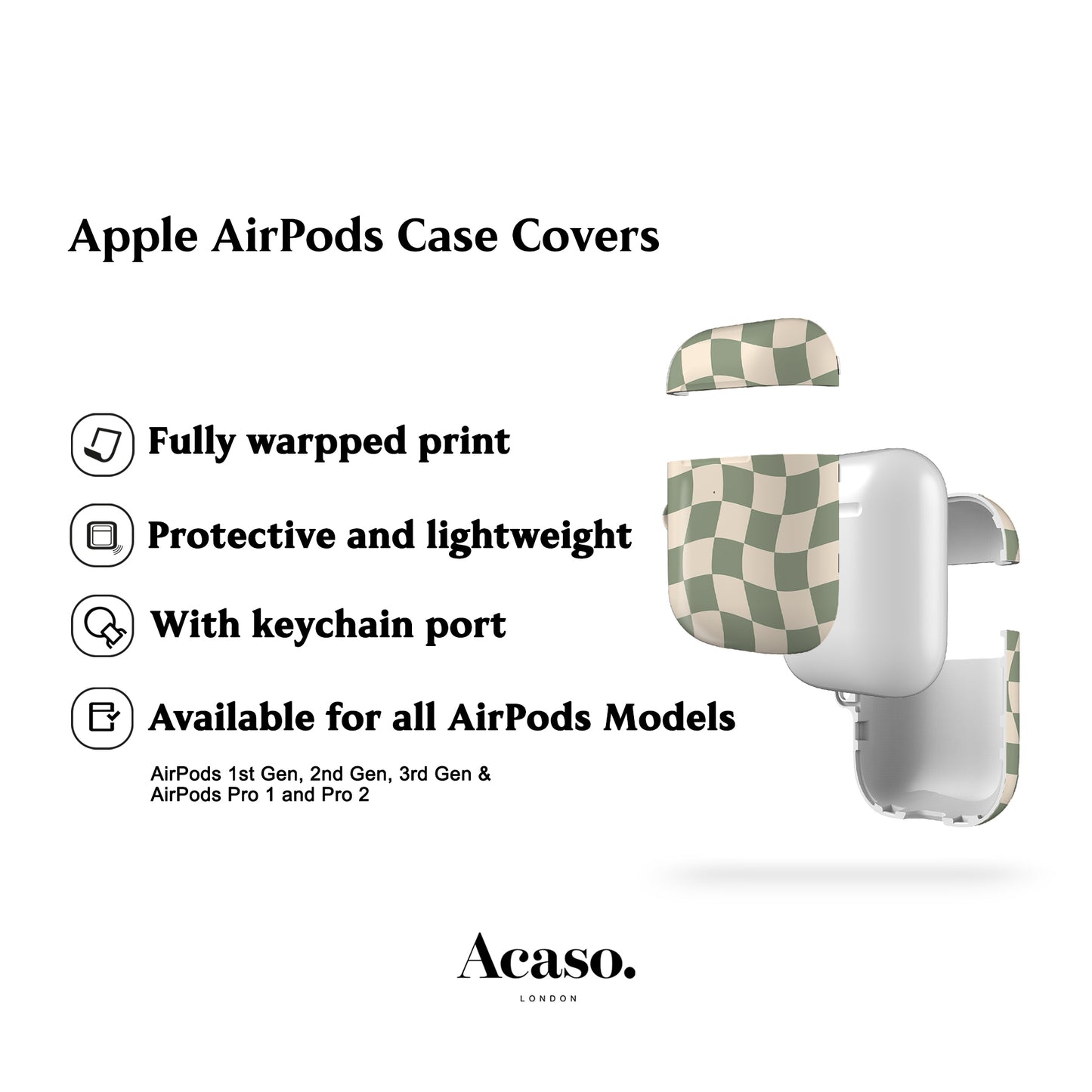 Wavy Check Pale Green AirPods Case Cover