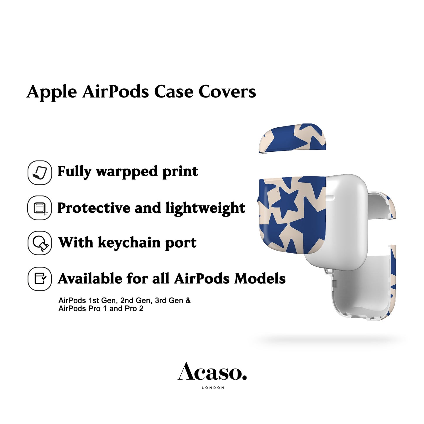 Blue Wonky Stars AirPods Case Cover