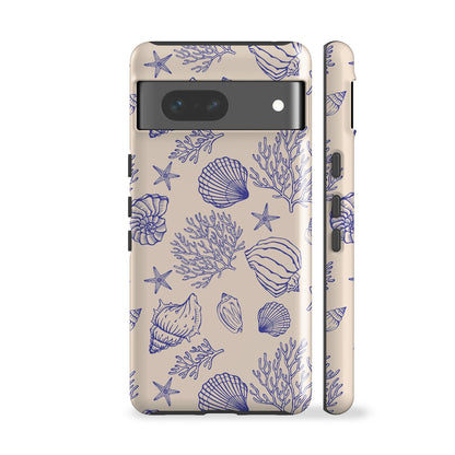 Vintage Shells Blue Phone Case