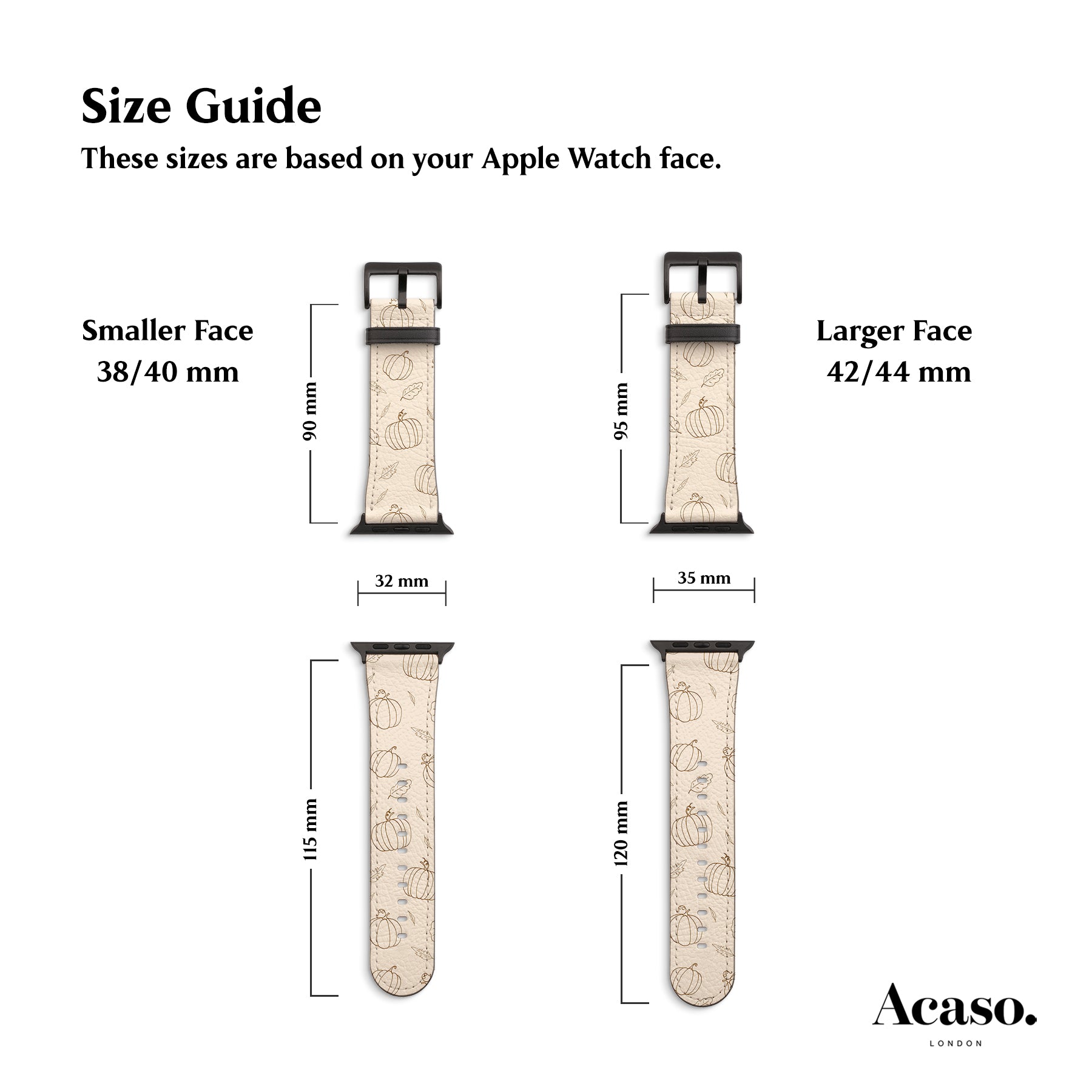 a picture of a watch face size guide