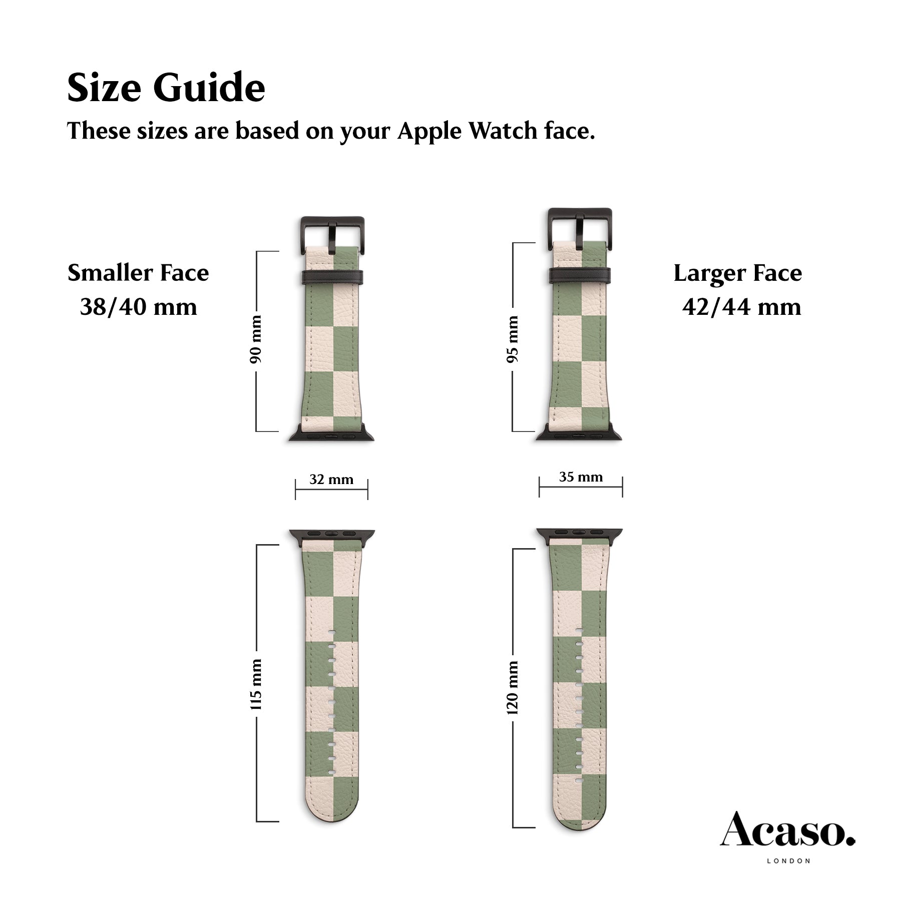 the size guide for the apple watch band