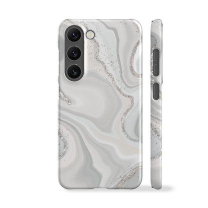 a white phone case with a marble pattern