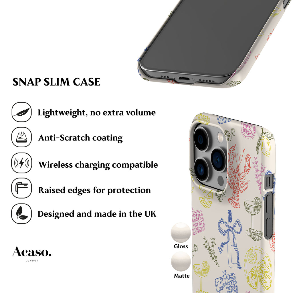 The image is a collage of two images: one showing a smartphone case and the other showing a smartphone case without a case. The collage includes text descriptions of the features of the smartphone case, such as its design, materials, and compatibility with the phone.