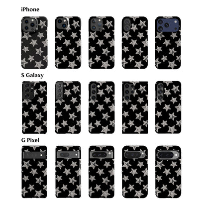 3D Stars Black Phone Case