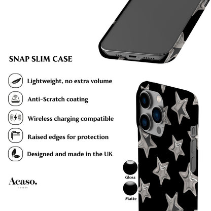 3D Stars Black Phone Case