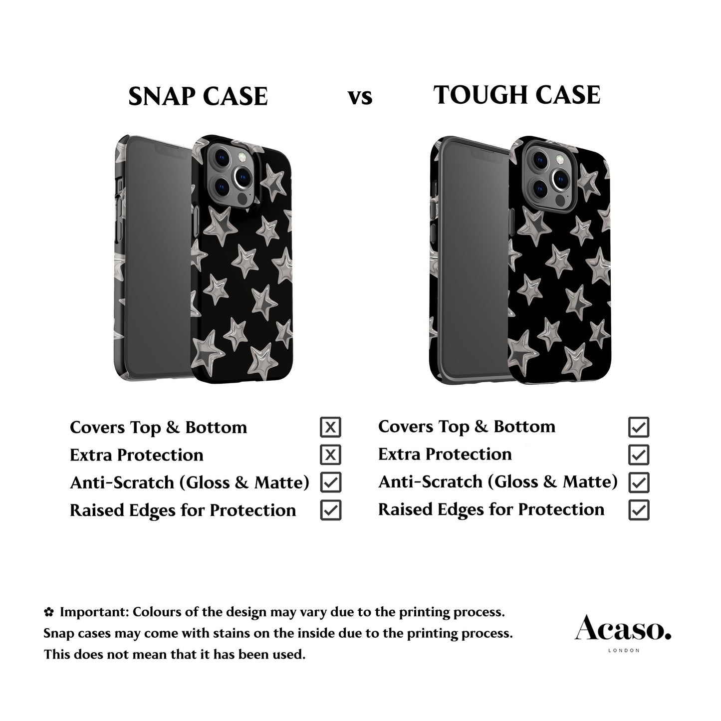 3D Stars Black Phone Case