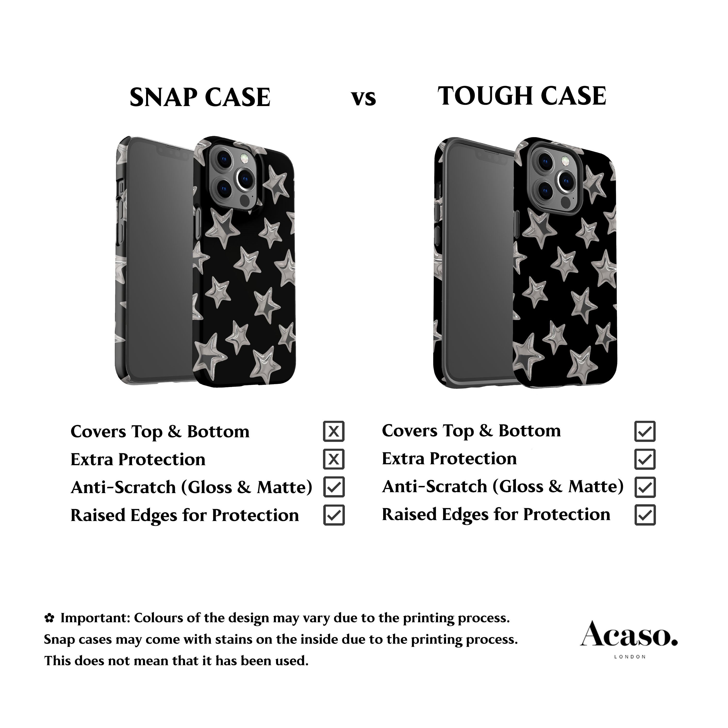 3D Stars Black Phone Case