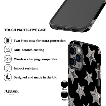 3D Stars Black Phone Case