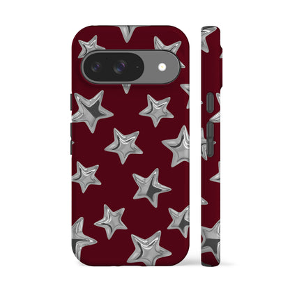 Burgundy 3D Stars Phone Case