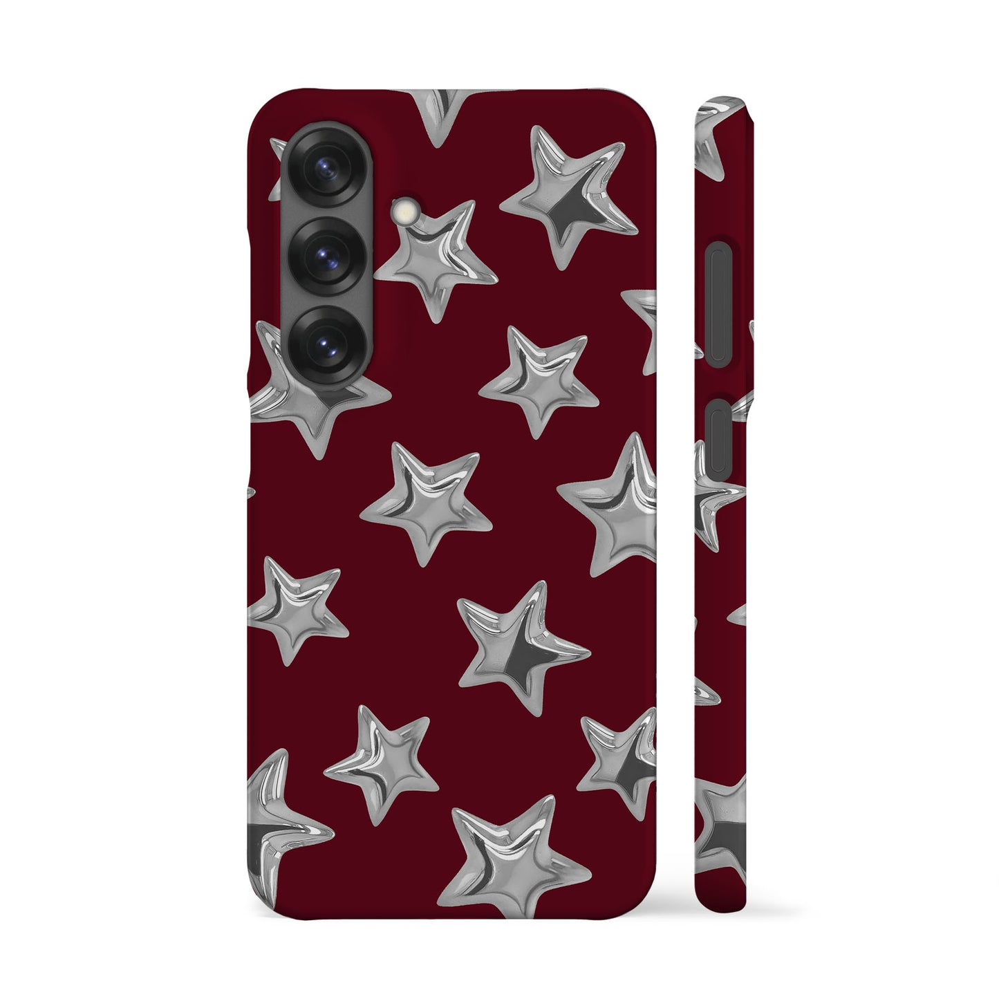 Burgundy 3D Stars Phone Case