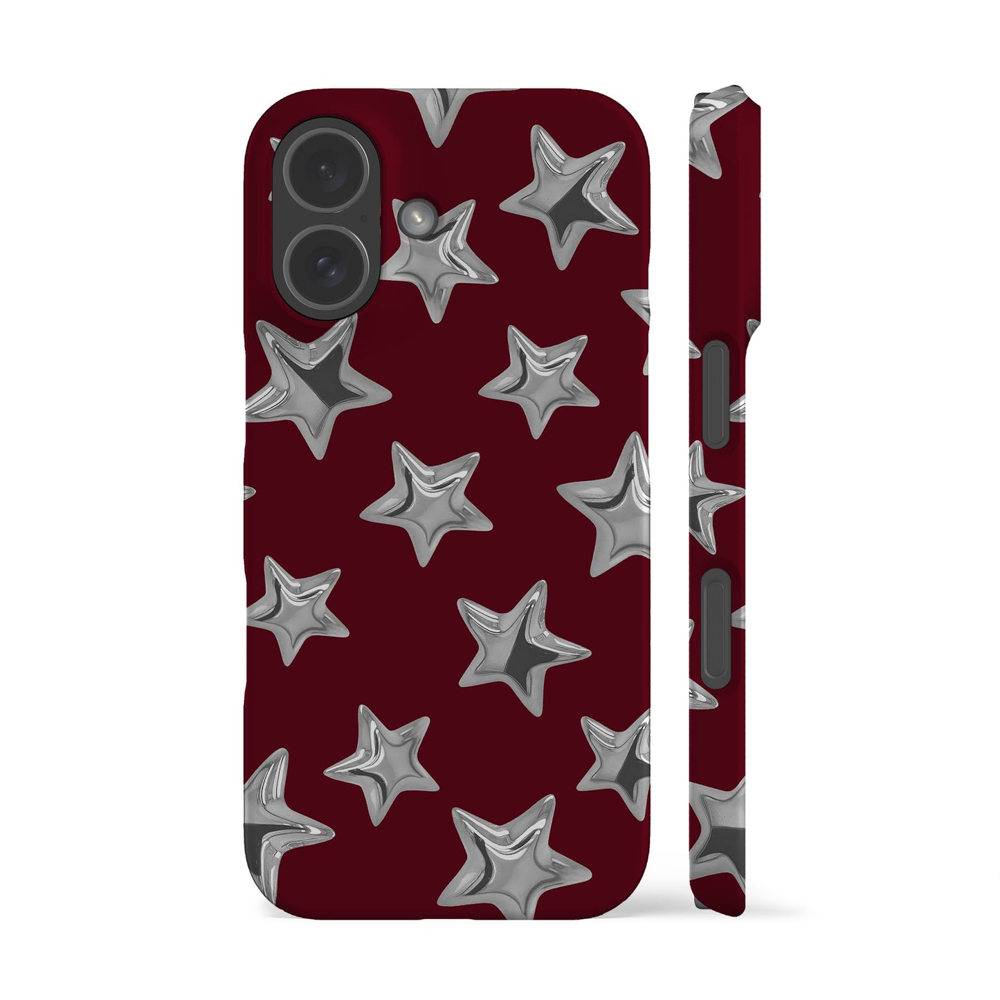 Burgundy 3D Stars Phone Case