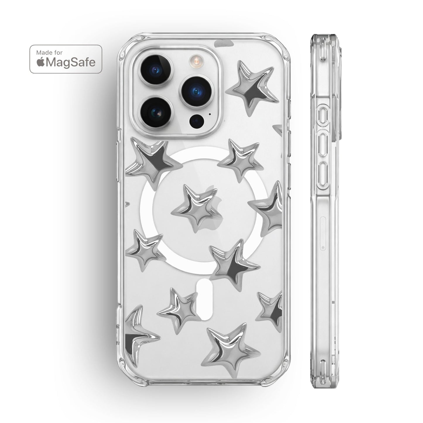 3D Stars Clear MagSafe iPhone Case