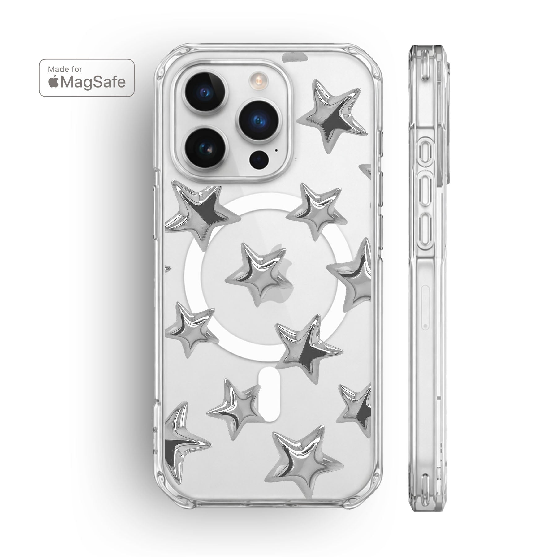 3D Stars Clear MagSafe iPhone Case
