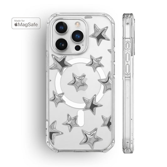 3D Stars Clear MagSafe iPhone Case