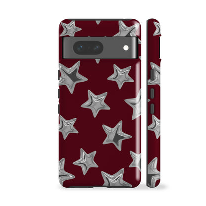 Burgundy 3D Stars Phone Case