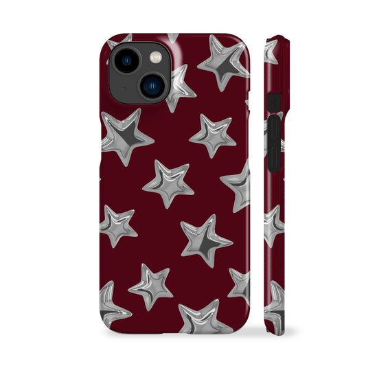 Burgundy 3D Stars Phone Case