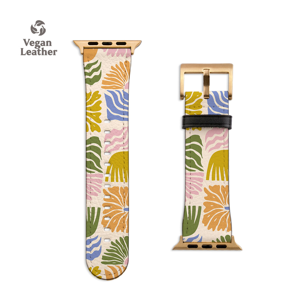 a watch strap with a flower pattern on it